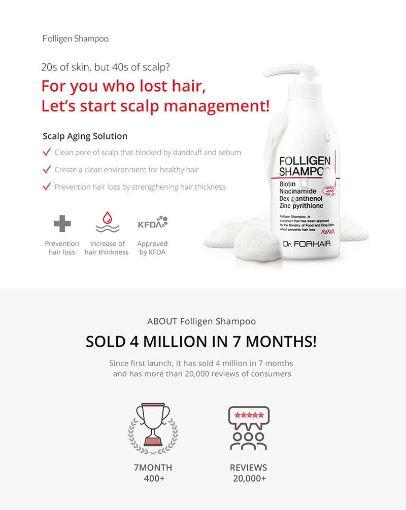Dr. For Hair Folligen Shampoo 500ml Korean haircare Kbeauty Cosmetic