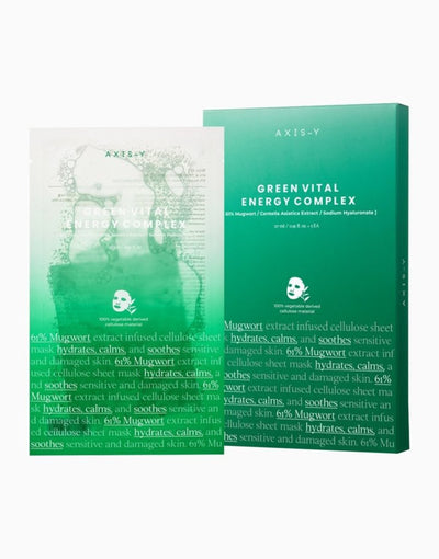 AXISY 61% Mugwort Green Vital Energy Complex Sheet Mask 5 sheets.
